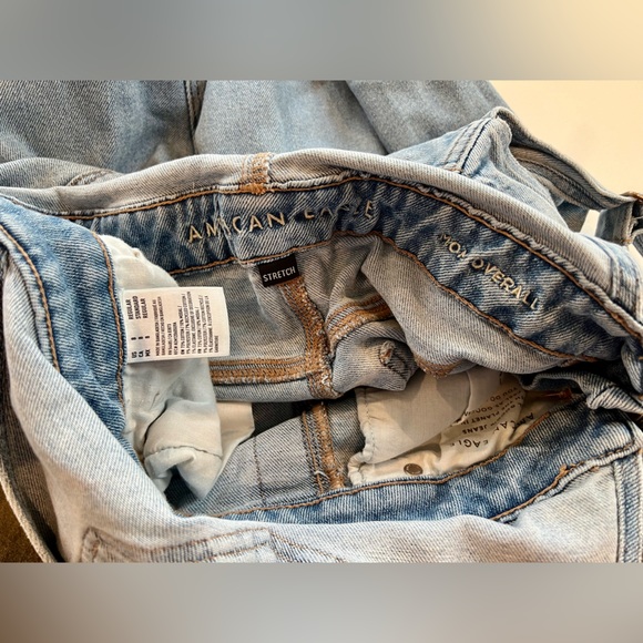 American Eagle Outfitters Mom Denim Distressed Overalls - Picture 9 of 13